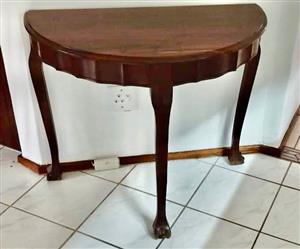 Imbuia ball and claw half moon table