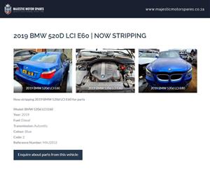 2019 BMW 520D LCI E60 spares