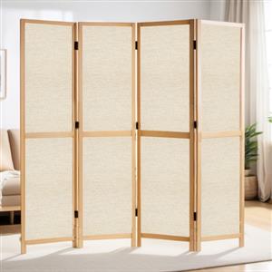 4-Panel Single-Sided Upholstery Fabric Folding Screen Room Divider
