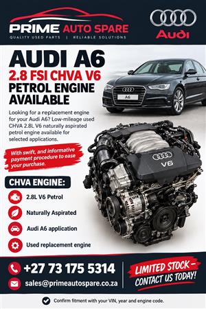 Audi A6 2.8 FSI CHVA V6 Petrol Engine for sale