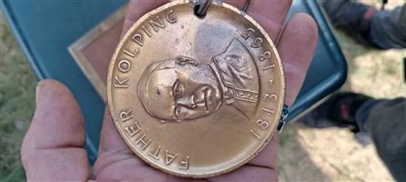 1938  father kolping gold toned lead comemorative coin