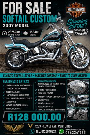 Stunning Softail Custom, Smothered in Chrome Extras