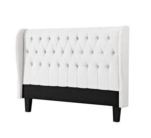 Hazlo Cabeceira Tufted Upholstered Wingback Headboard - White (King)