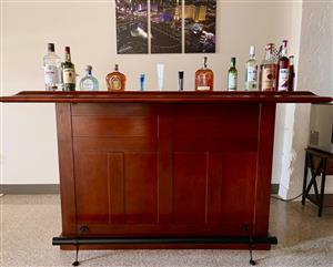 Solid Wood Cherry Home Bar With Wine Rack