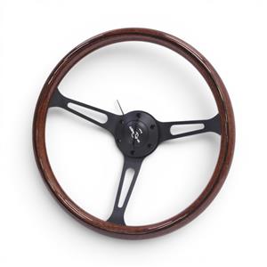 GripForge Woodgrain Steering with Slit Black Spokes - 380mm