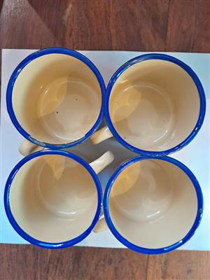 Camping enamel mugs 10cm x 10cm large, heavy-duty size.