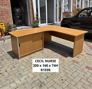 CECIL NURSE OFFICE LSHAPE DESK WITH FILING STORAGE CABINET