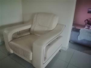 2 seater cream leather couch