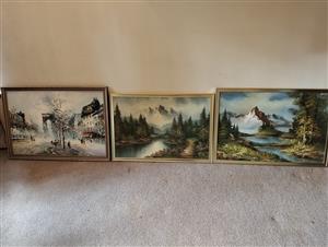 4 X paintings for sale 2x landscape and 2x street scenes.