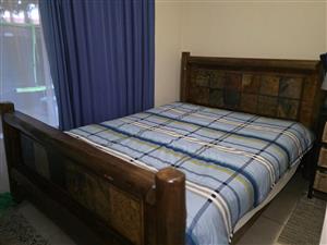 Solid Wood bed and queen mattress