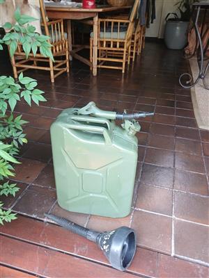 Green metal Jerry Petrol can.