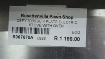 DEFY 600SSU 4 PLATE ELETRIC STOVE WITH OVEN (S067670A)