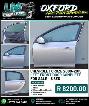 Chevrolet Cruze Left Front Door Complete Used for sale Pretoria