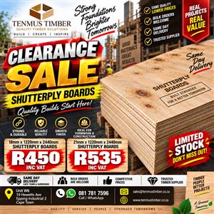 18mm Shutterply Boards  Clearance  Sale