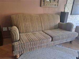 Vintage Striped Sofa with Wooden Legs