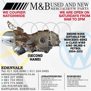 Engine M266 (Second Hand) Suitable for Mercedes-Benz A-Class W169 A180 Inline-4 Petrol 2004-2012