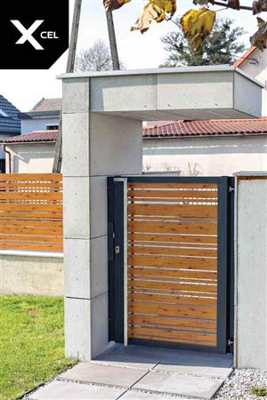 Wood cladding pedestrian gates