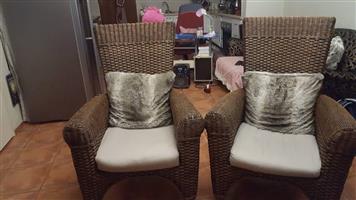 2 CANE WOVEN CHAIRS FOR SALE