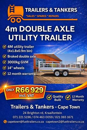 2026 Trailers&Tankers C400D Double axle 4meter utility trailer/cargo trailer