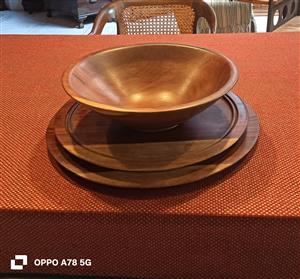 Kiaat Wood Platter and Bowl