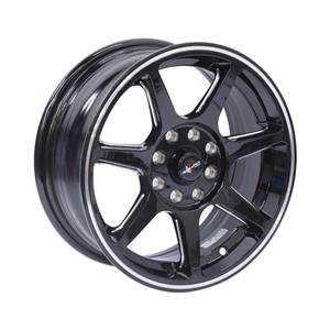 14″ Racing Hart Hepta 4/100 & 4/108 Gloss Black Silver Lip Alloy Wheels