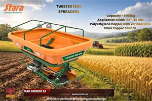 New Stara Twister 1500 APS spreaders for sale at Mad Farmer SA