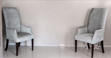 Elegant Grey High-Back Accent Chairs – Set of 2
