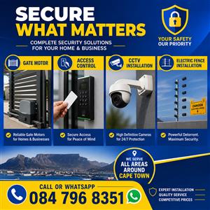 CCTV Installations,  Electric Fencing,  Access Control Systems.