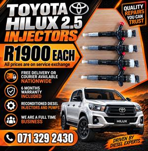 TOYOTA HILUX 2.5 INJECTORS FOR SALE WITH WARRANTY 