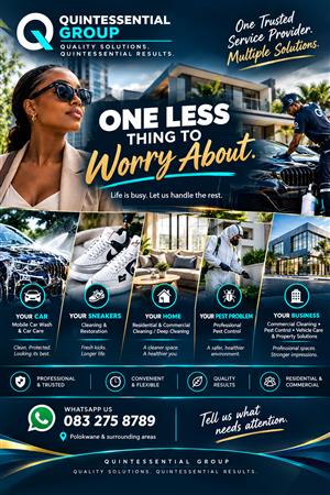 Mobile car wash,sneaker cleaning,pest control & cleaning services