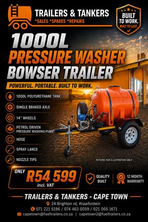 PRESSURE WASHER TRAILER 1000L