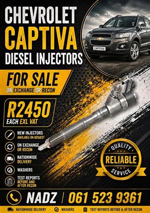 Diesel injectors for sale for Chevrolet Captiva Or reconditioning with 6 months warranty 