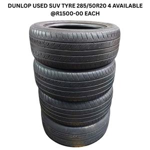 Dunlop Used SUV Tyre 285/50R20 4 Available @R1500 Each