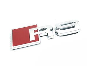 Silver and red Audi RS Badge