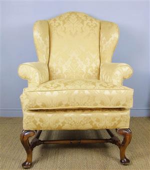 Excellent Quality Georgian Style Walnut Wing Armchair.