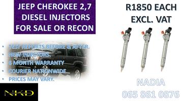 DIESEL INJECTORS FOR SALE FOR JEEP CHEROKEE 2.7 - RECONDITIONED AND TESTED