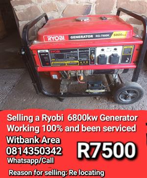 2020 Ryobi 6800kw Generator