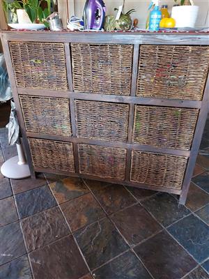 Rattan cabinet with 9 big drawers