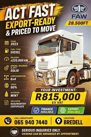 2023 FAW 28.500FT 6x4 