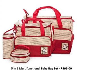 5 in 1 Multifunctional Baby Bag - Red Dots