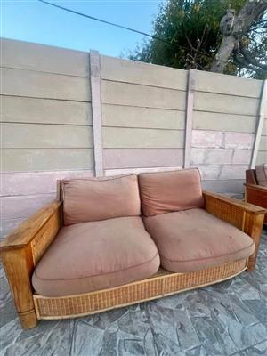 Mid century wicker patio outdoor set