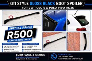 VW Polo vivo GTi Style Gloss Black Boot Spoiler for sale 