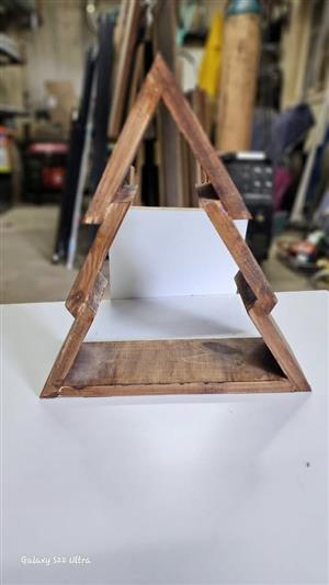 Handcrafted Wooden Christmas Tree Shelf – Rustic Festive Decor