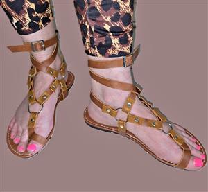 Womens Brown Gladiator Strappy Sandals - Size 5 (38EU)