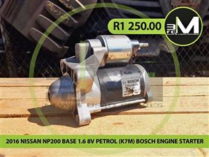 2016 NISSAN NP200 BASE 1.6 8V PETROL (K7M) BOSCH ENGINE STARTER