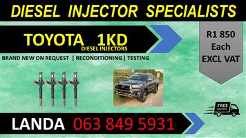 TOYOTA 1KD DIESEL INJECTORS FOR SALE OR RECON WITH WARRANTY 