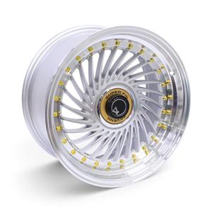 17″ CW-1213 4×100 & 4×114 Silver Machine Face with Gold Rivets Alloy Wheels