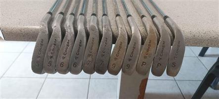 Golf clubs mixed. For mashie course, driving range. Cougar X-Cat irons. Grips and shafts still great