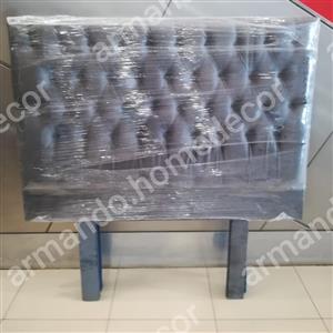 Grey velvet headboard with buttons for Double / Queen bed