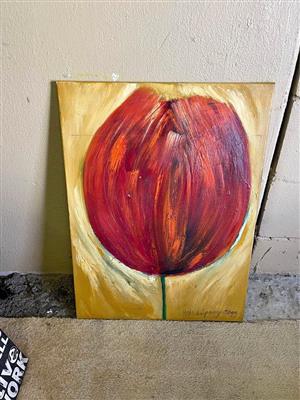 Oil on canvas tulip flower